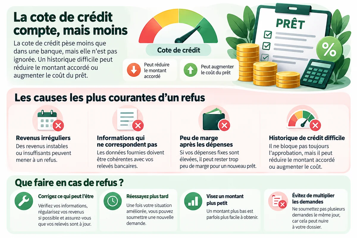 Cote de crédit, causes possibles d’un refus et préparation du dossier