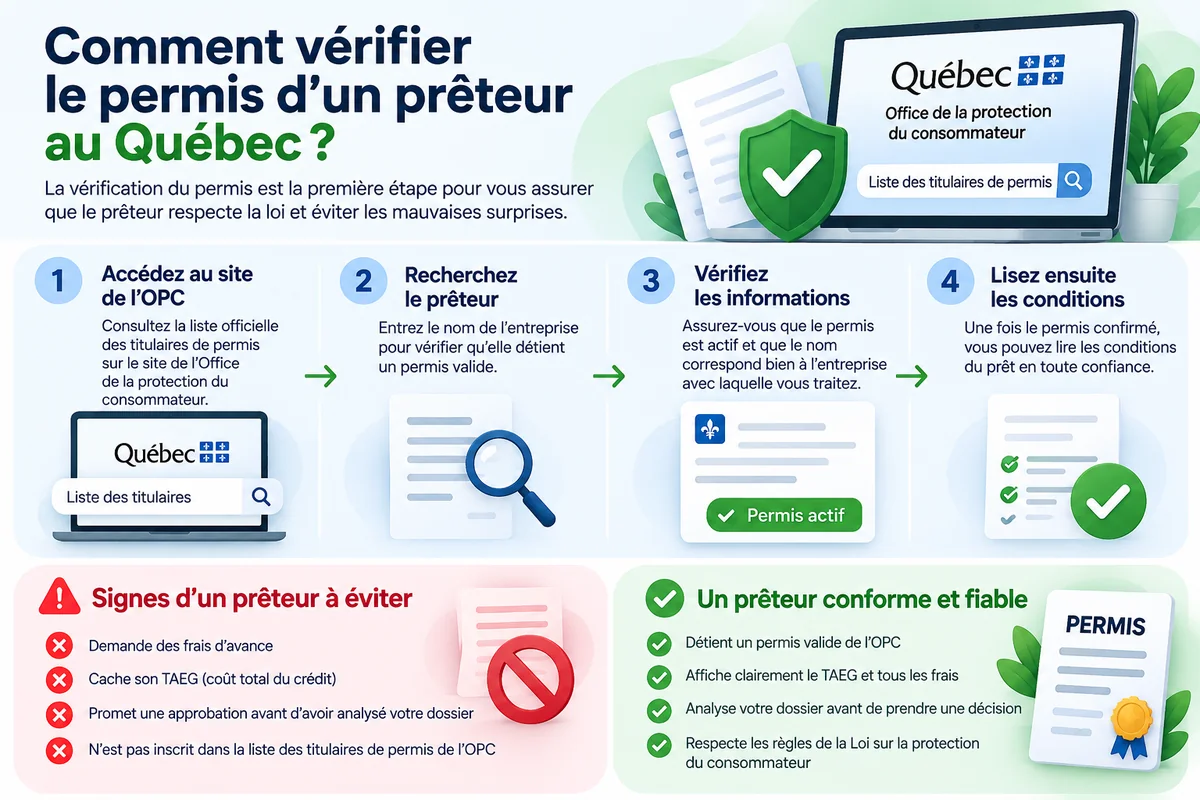 Vérification du permis de prêteur auprès de l’Office de la protection du consommateur